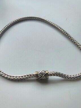 Sterling Silver Braided Necklace with Knot Accent